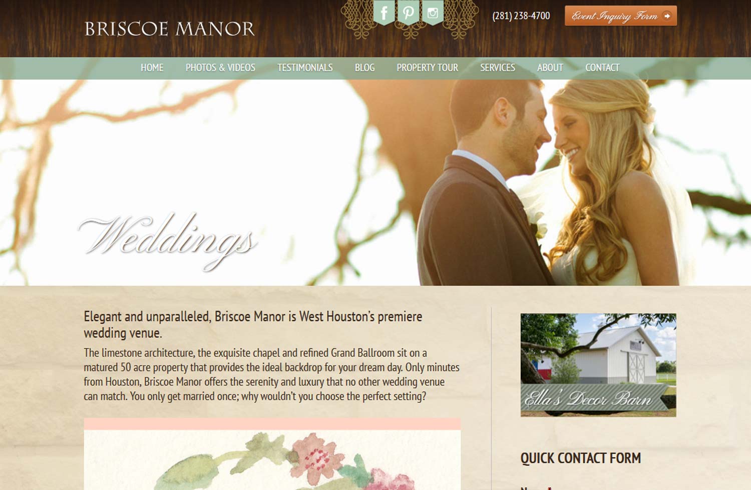 Briscoe Manor Web Design Layout