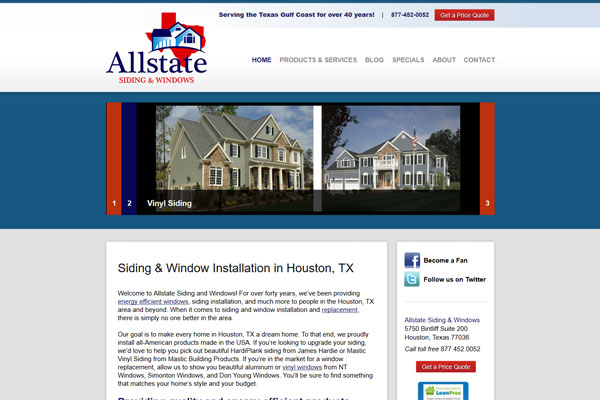 Allstate Siding and Windows Web Design